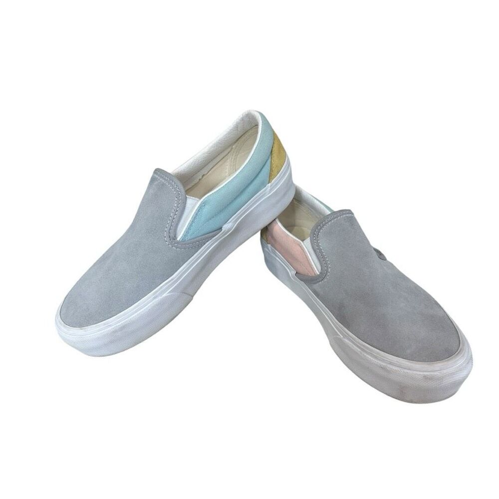 Vans Suede Slip-On Platform Sneakers Loafer Women’s Sz. 7.5 Color Block Pastel.